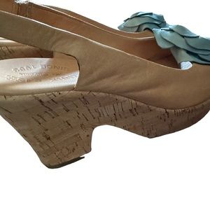 Rare Kork-Ease Floral Slingback Cork Platform Wedges‎ SZ 10